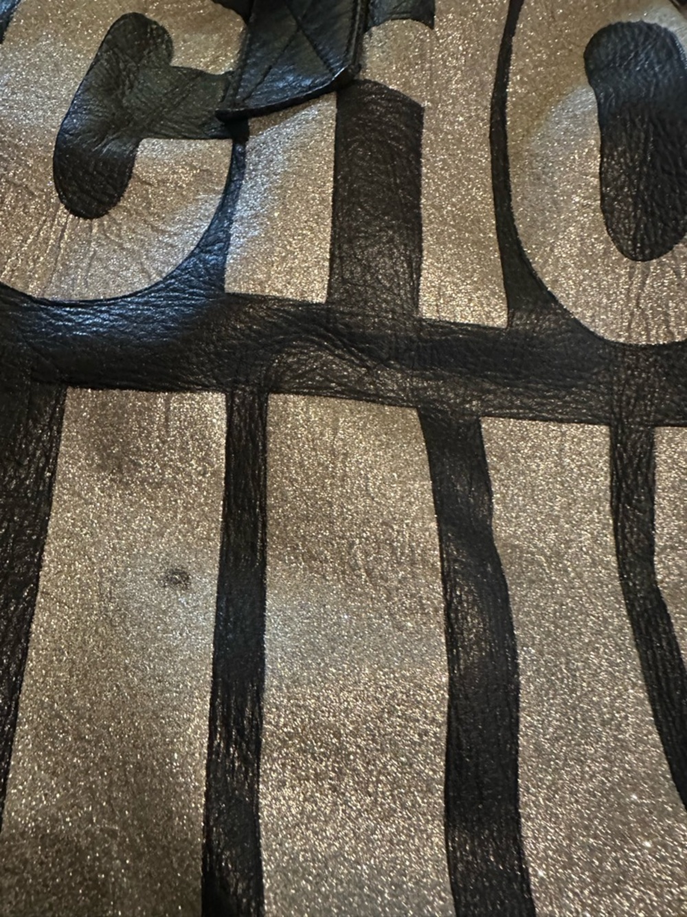 Juicy Couture Black Cowhide Leather Tote Bag "Choose Juicy" Gold Sparkle
RARE - Picture 7 of 10